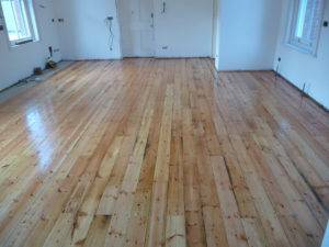 restored pine floor completed